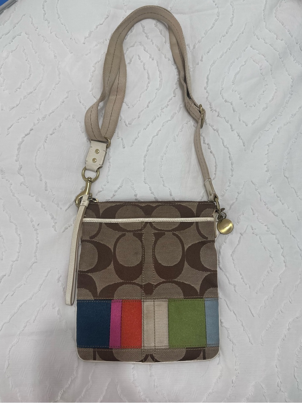 COACH Canvas Shoulder Bag No.A0749-10864 Multicolor Authentic Y2K